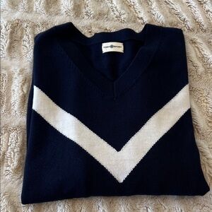 Tory Sport Navy and White V-Neck Top
